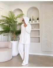 solea örme kapüşonlu sweat beyaz 3