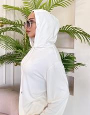 solea örme kapüşonlu sweat beyaz 7