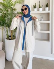 calira kapüşonlu hırka bej 3