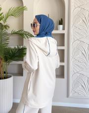 calira kapüşonlu hırka bej 4