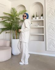 calira kapüşonlu hırka bej 7