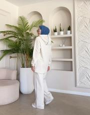 calira kapüşonlu hırka bej 8