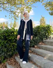 calira kapüşonlu hırka lacivert 2