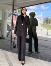 scuba ceket takım siyah