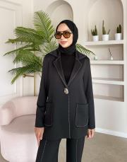 scuba ceket takım siyah 5