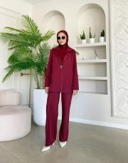 scuba ceket takım bordo