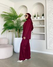 scuba ceket takım bordo 2