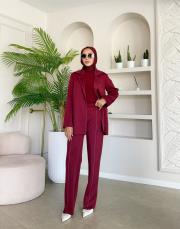 scuba ceket takım bordo 3