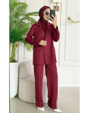 scuba ceket takım bordo 4