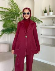 scuba ceket takım bordo 5