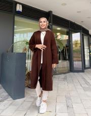 triko uzun hırka kahve