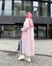 angora uzun hırka pembe 3
