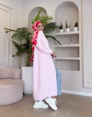 angora uzun hırka pembe 4