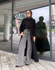 angora uzun hırka siyah 2