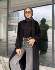 angora uzun hırka siyah 4