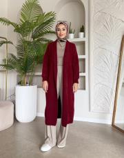 angora uzun hırka bordo 4