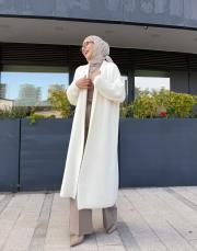 angora uzun hırka ekru