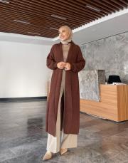 angora uzun hırka kahve