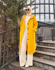 üç iplik düğmeli kap sarı 3