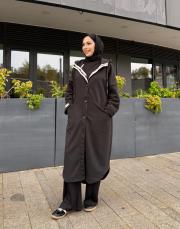 üç iplik düğmeli kap siyah