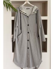 üç iplik düğmeli kap gri