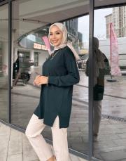 jeyla ince basic triko tunik zümrüt 2