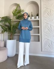 jeyla ince basic triko tunik indigo