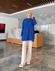 yesa çizgili basic triko tunik saks