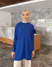 yesa çizgili basic triko tunik saks 3