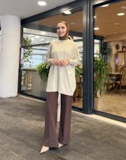 yesa çizgili basic triko tunik bej 3