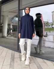 yesa çizgili basic triko tunik lacivert