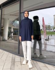 yesa çizgili basic triko tunik lacivert 2