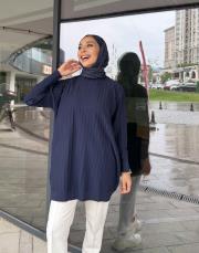 yesa çizgili basic triko tunik lacivert 3