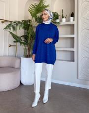 serpme taşlı kazak saks