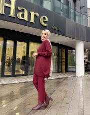 serpme taşlı kazak bordo 3