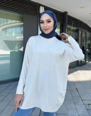 serpme taşlı kazak ekru