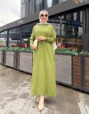 serpme taşlı triko elbise yeşil 2