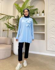 çiçekli triko tunik bebe mavisi 3