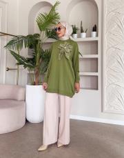 çiçekli triko tunik yeşil 2