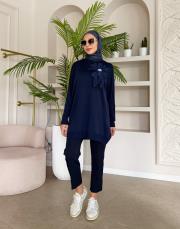 çiçekli triko tunik lacivert 3