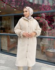 kapüşonlu kürk kaban taş 4