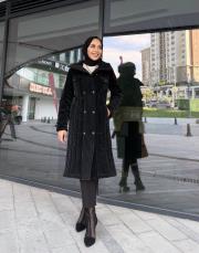 çıtçıtlı dik yaka mont siyah