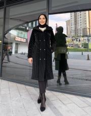 çıtçıtlı dik yaka mont siyah 4