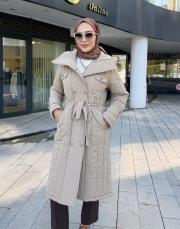 çıtçıtlı dik yaka mont bej 6