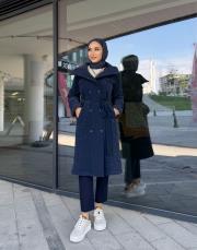 çıtçıtlı dik yaka mont lacivert