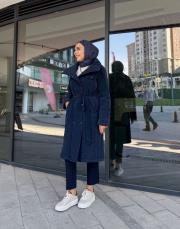 çıtçıtlı dik yaka mont lacivert 2