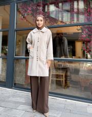 düğmeli kol detay kaban bej 3