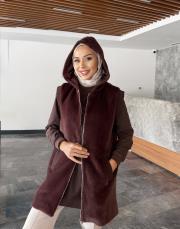 ribana detay kürk yelek kahve 2