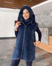 ribana detay kürk yelek lacivert 4