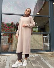 oliva basic uzun sweat vizon